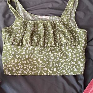 green with white flowers super cute